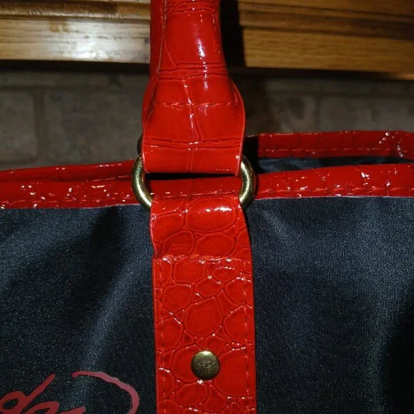 Ed Hardy Dragon Mermaid Tattoo Tote Bag • Red Croc Trim • Y2K Punk Streetwear - Picture 5 of 10